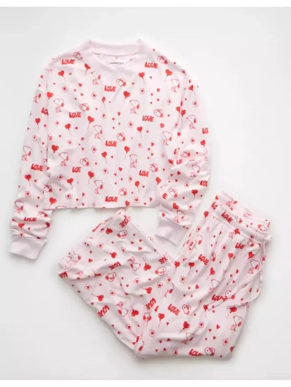 (RC) American Eagle Snoopy Valentine’s Day Plush Pajama Set XL Fleece Lounge
